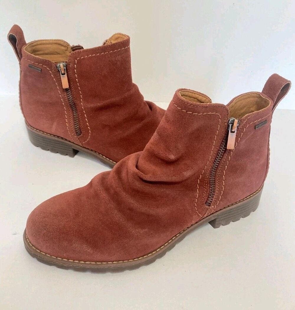 Clarks Booties Womens 10 Aspra Walk Waterproof 26175204 Brown Ankle Boots